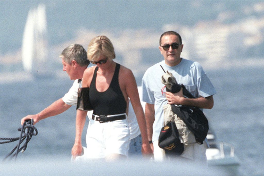 Saint Tropez-ban barátjával, Dodi Al Fayed-del