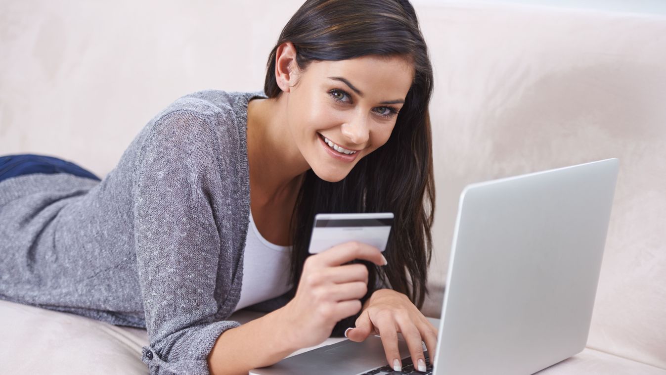 online vásárlás, nő, kártya, fizetés