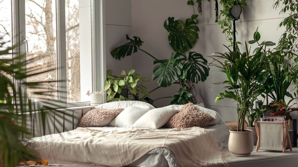 Cozy,Bright,Bedroom,With,Indoor,Plants.home,Interior,Design.biophilia,Design,urban,Jungle