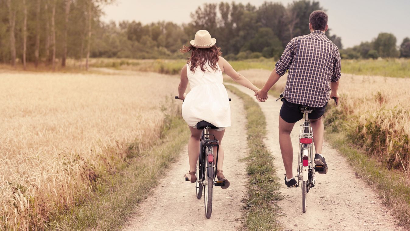 biciklizés, romantika, szerelem, idill, nyár