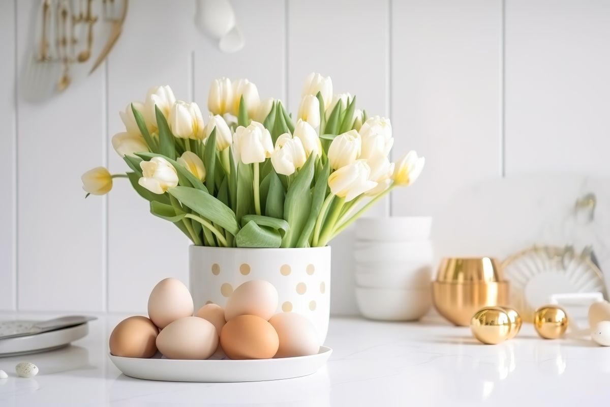 húsvéti asztal virágokkal