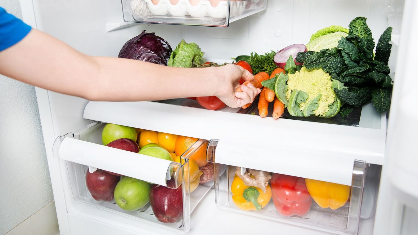 hűtő, zöldség, gyümölcs, hűtőszekrény