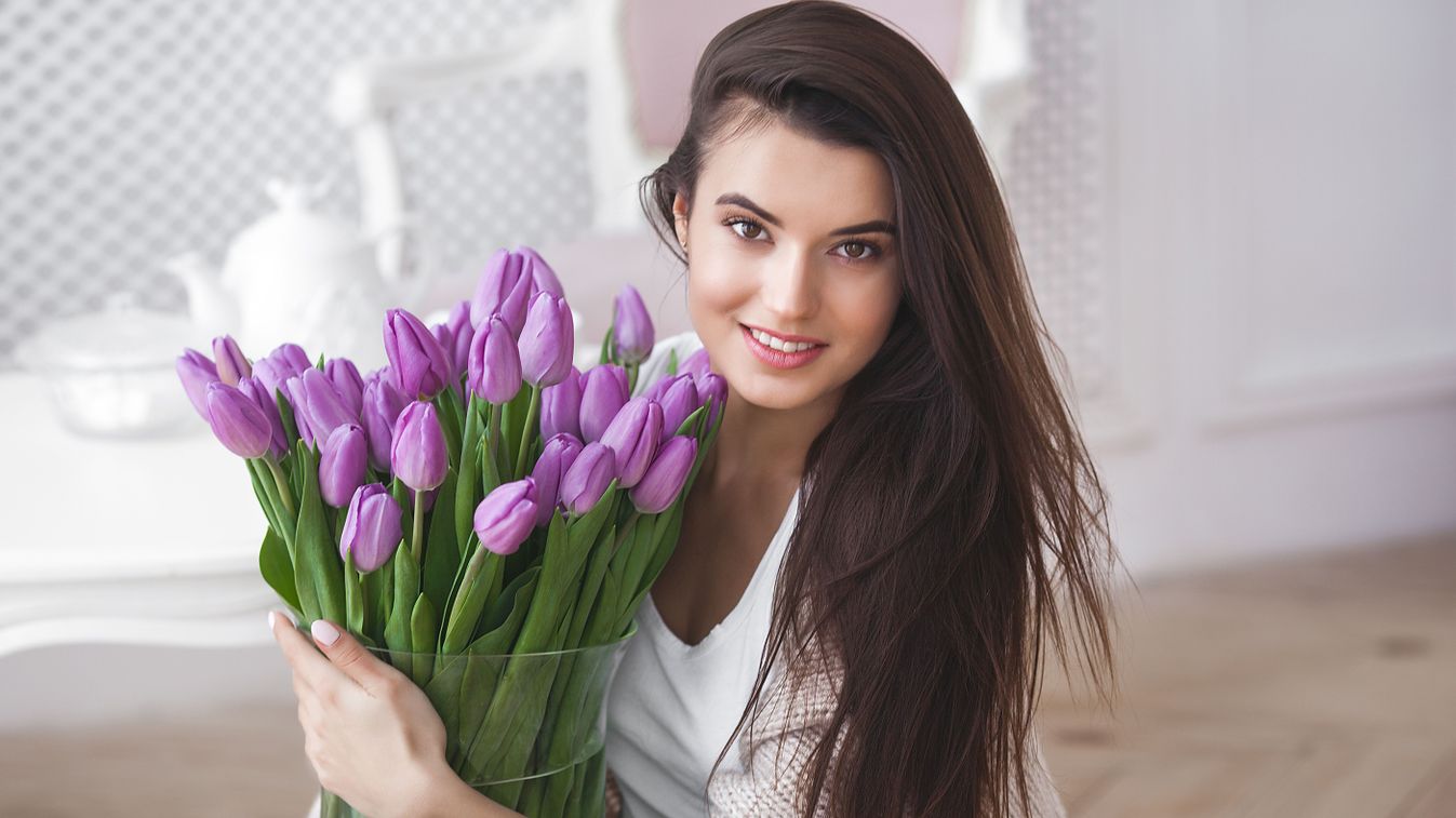 tulipán, nő tavasz