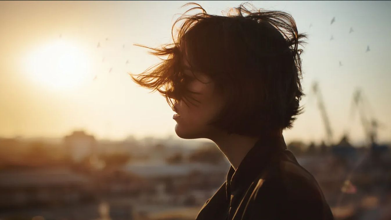 Melancholic,Beautiful,Portrait,Profile.,Young,Girl,,Autumn,Mood,,Birds,In