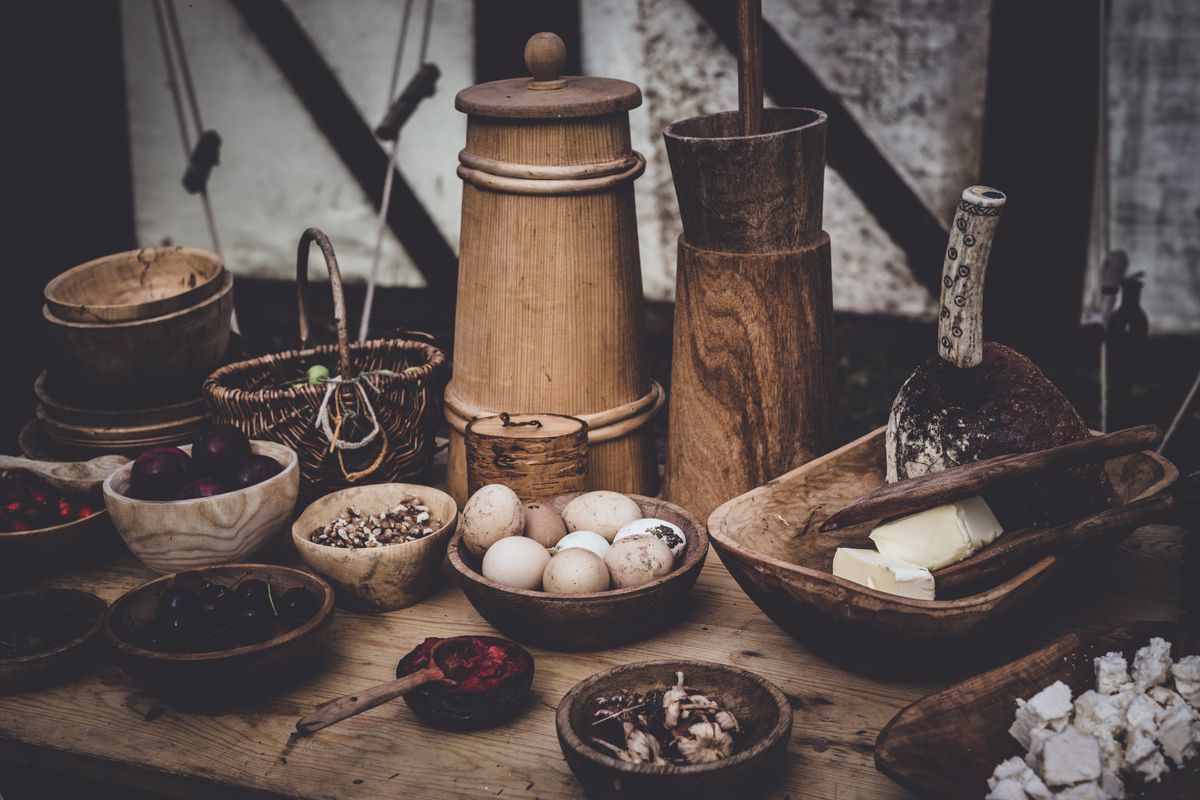 Traditional,Viking,Feast,On,A,Wooden,Table