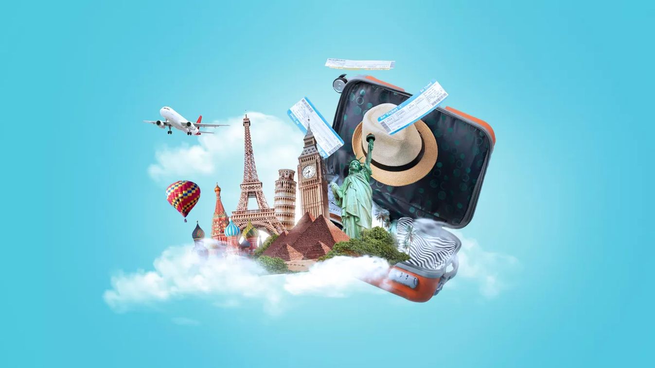 Illustration,Travel,Concept,With,Plane,,Famous,Landmark,World,,And,Traveling