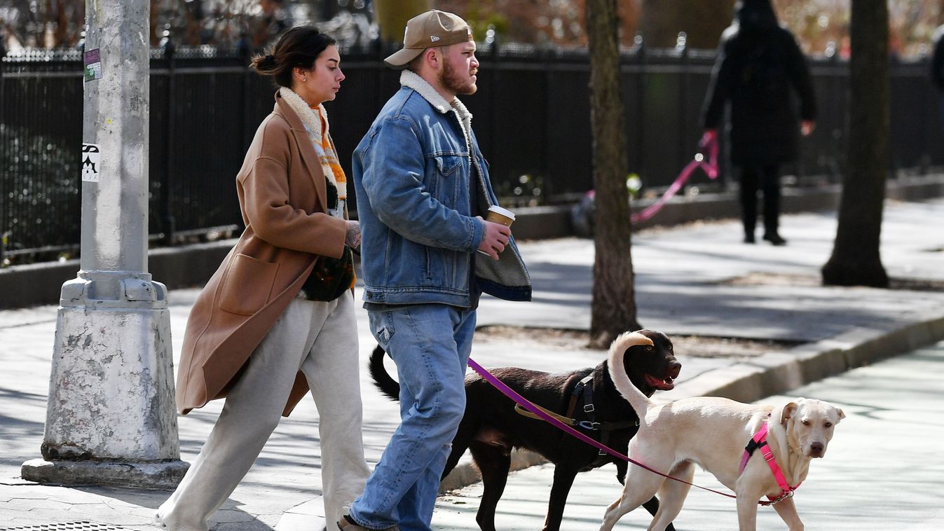 EXCLUSIVE: Country Singer Zach Bryan and Girlfriend Brianna LaPaglia are Spotted on a Dog Walk in New York City.