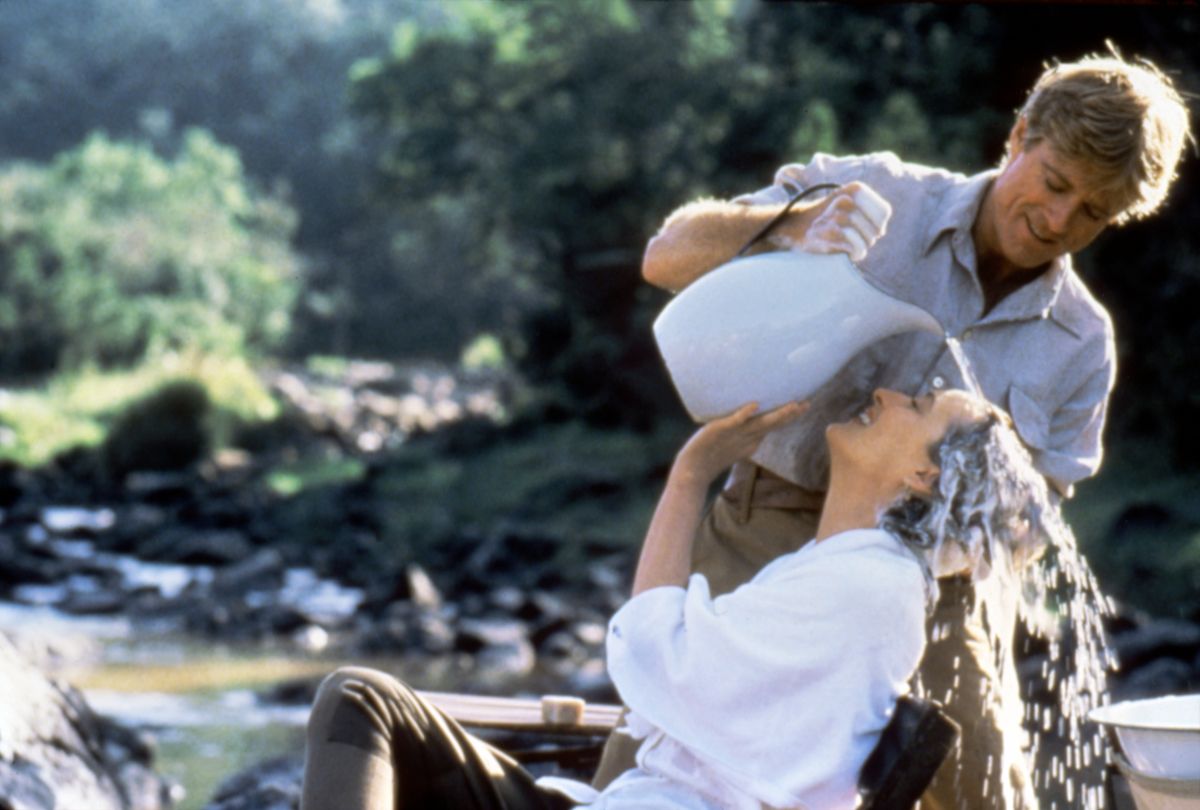 On the set of Out of Africa, Robert Redford és Meryl Streep Távol Afrikától