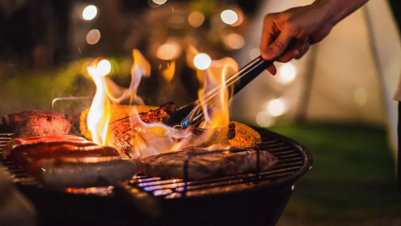 Family,Making,Barbecue,In,Dinner,Party,Camping,At,Night