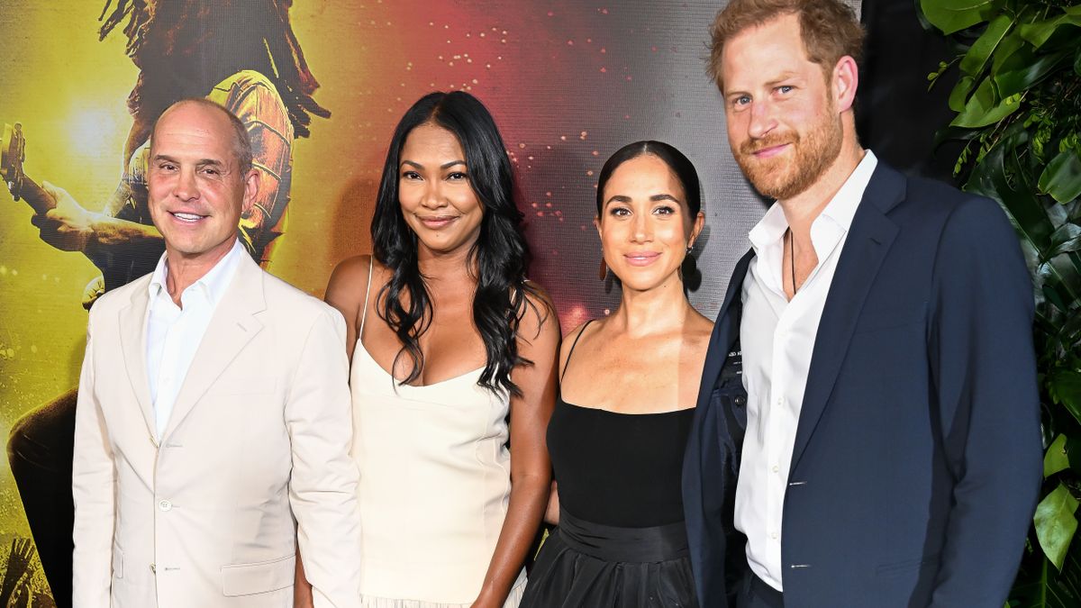 Kingston rolls out the red carpet to welcome "Bob Marley: One Love" with a hometown Jamaica Premiere Brian és Tracey Robbins, Harry herceg és Meghan Markle