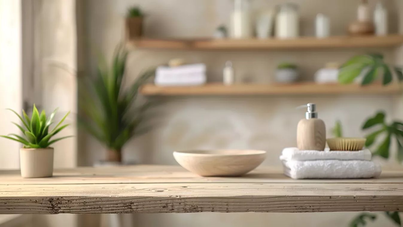 Bathroom,Interior,With,Stand,For,Displaying,Cosmetics,Or,Product