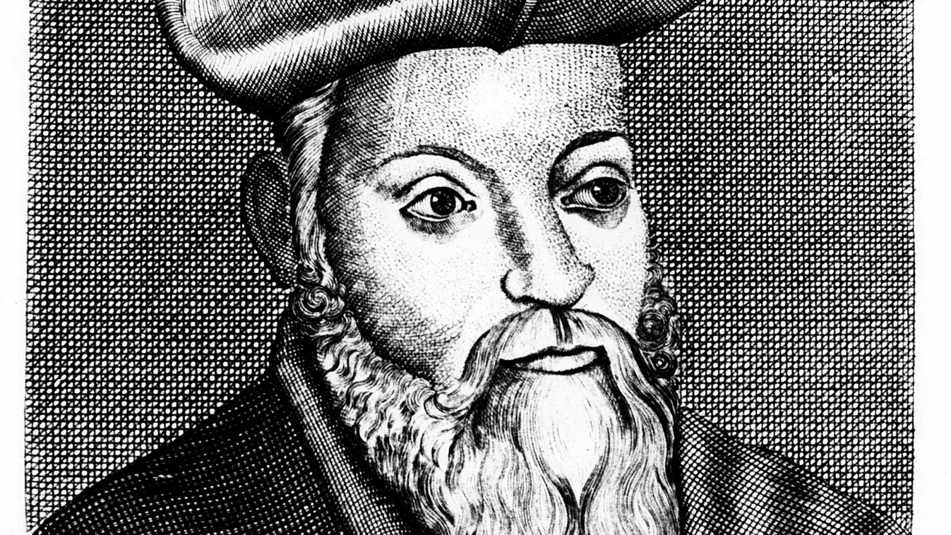 Nostradamus (Michel de Notradame 1503-1556). French physician and astrologer. 18th century portrait engraving .