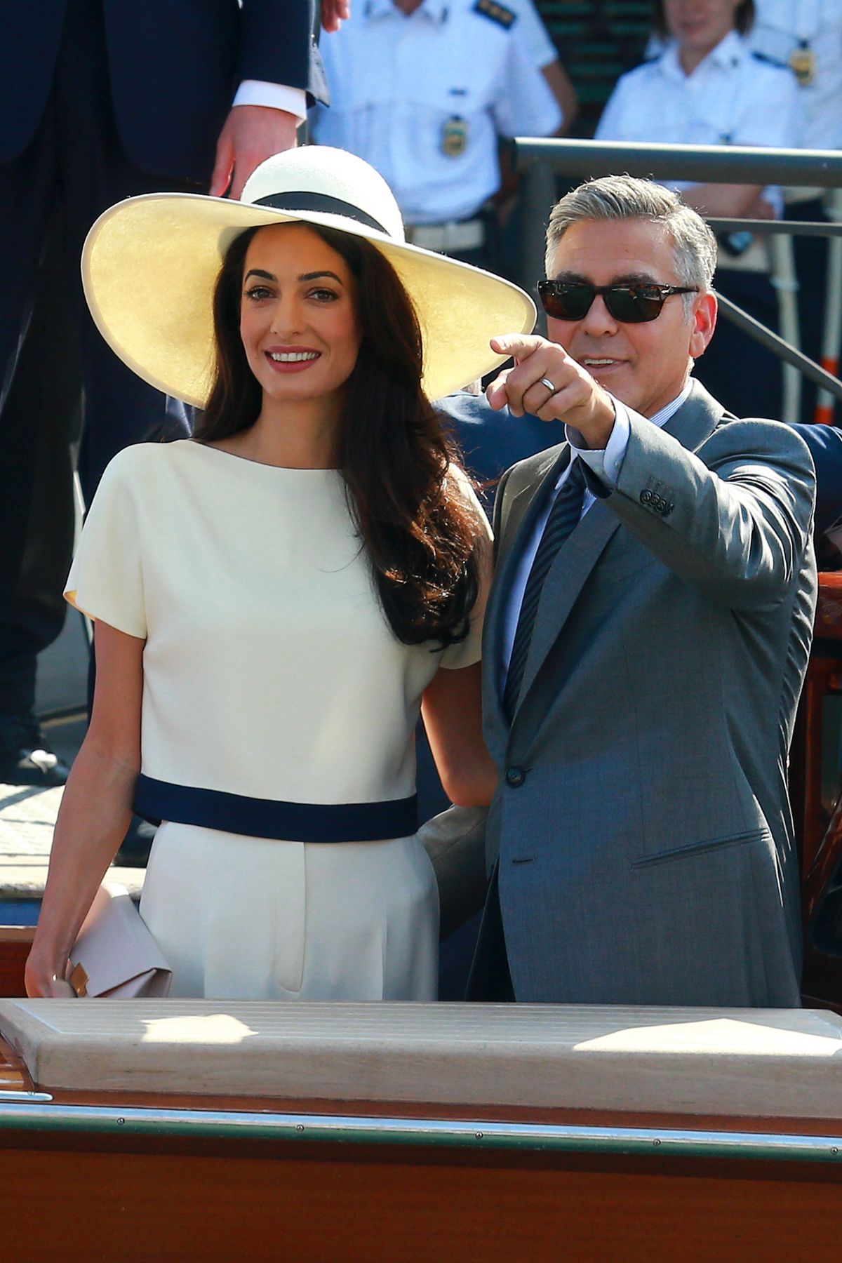 George Clooney és Amal Alamuddin az esküvőjükön Velencében 2014-ben
