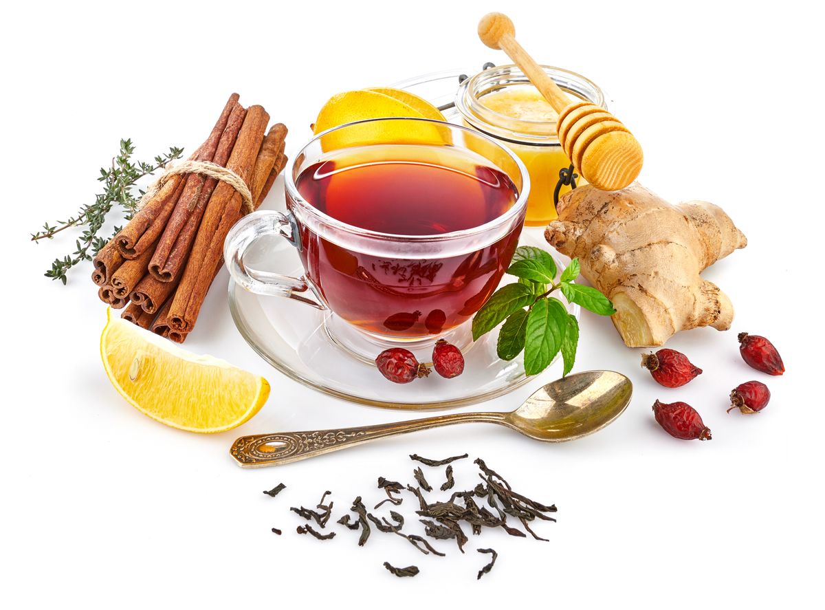 Cup,Tea,With,Ginger,Cinnamon,Mint,And,Lemon.,Drink,Of