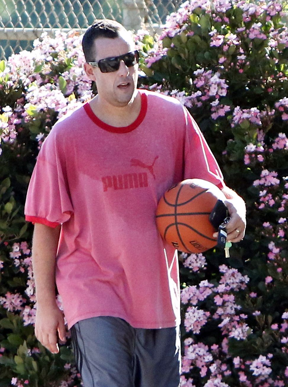  Adam Sandler drenched after morning basketball game