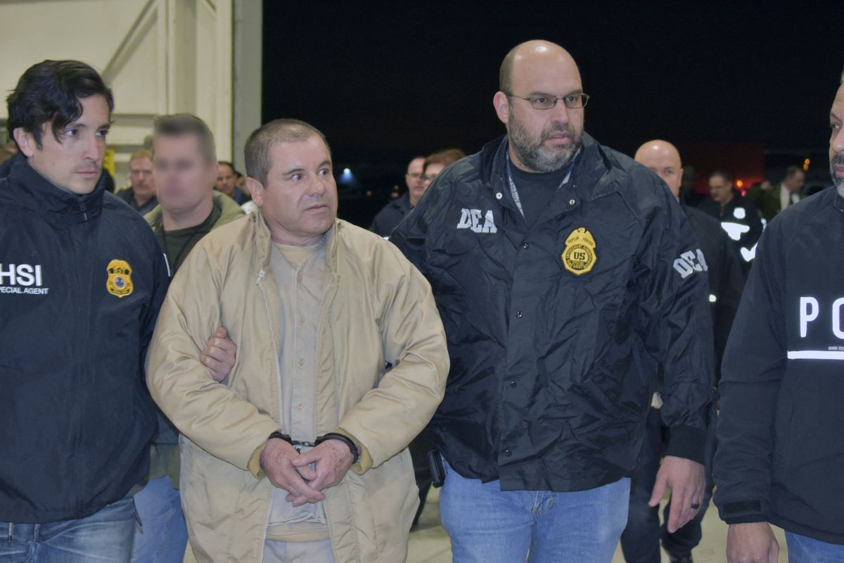 AFP or licensors/This US Department of Justice handout photo received February 19, 2019, shows Mexican drug baron Joaquin "El Chapo" Guzman, one of the world's most notorious criminals, as he was extradited to the United States on January 19, 2017 to face charges. Joaquin Archivaldo Guzman Loera, known by various aliases,including “El Chapo” and “El Rapido,” was convicted on February 12, 2019 by a federal jury in Brooklyn of being a principal leader of a continuing criminal enterprise – the Mexican organized crime syndicate known as the Sinaloa Cartel – a charge that includes 26 drugrelated violations and one murder conspiracy. Guzman Loera was convicted of all 10 counts of the superseding indictment, including narcotics trafficking, using a firearm in furtherance of his drug crimes and participating in a money laundering conspiracy. (Photo by HO / US DEPARTMENT OF JUSTICE / AFP) / RESTRICTED TO EDITORIAL USE - MANDATORY CREDIT "AFP PHOTO / US DEPARTMENT OF JUSTICE/HANDOUT" - NO MARKETING NO ADVERTISING CAMPAIGNS - DISTRIBUTED AS A SERVICE TO CLIENTS