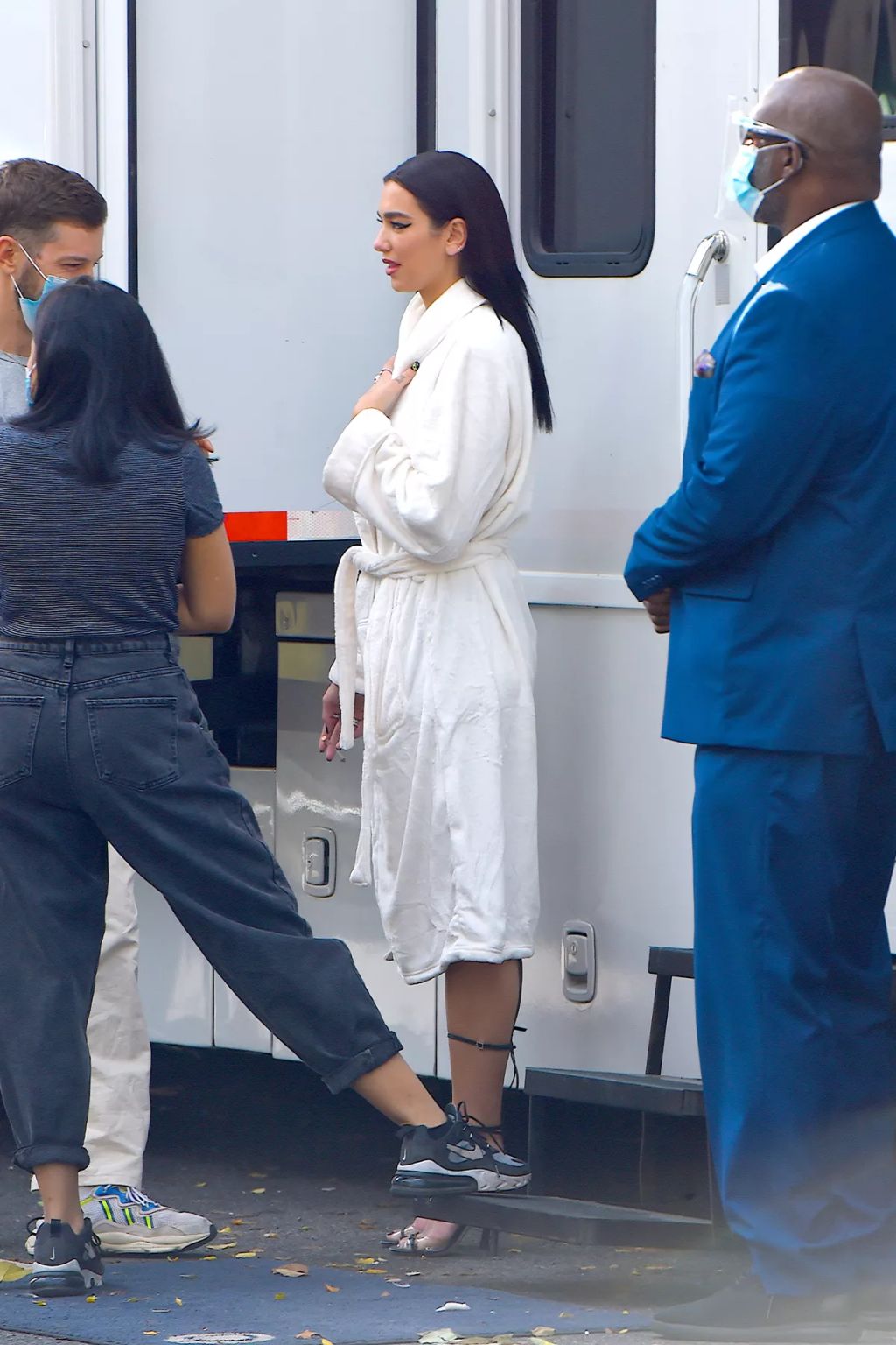 EXCLUSIVE: Miley Cyrus and Dua Lipa are Spotted on the Set of a Project in New York City.