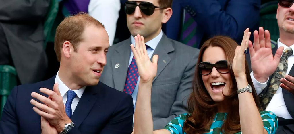 2014 Anadolu Agency/LONDON, UNITED KINGDOM - JULY 6: The Duke William and Duchess Kate of Cambridge watch thetennis match between Novak Djokovic of Serbia and Roger Federer of Switzerland (not seen) in the men's singles final at the All England Lawn Tennis Championships in Wimbledon, London on July 6, 2014. Yunus Kaymaz / Anadolu Agency