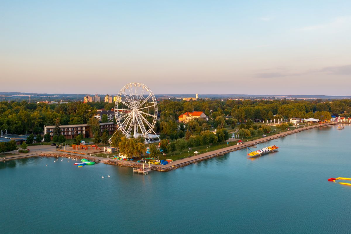 Siofok,Hungary,Golden,Beach.,Amazing,Aerial,Panoramic,Landscape,About,The