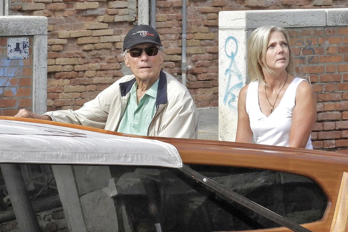 *EXCLUSIVE* Clint Eastwood and girlfriend Christina Sandera take a water taxi in Venice