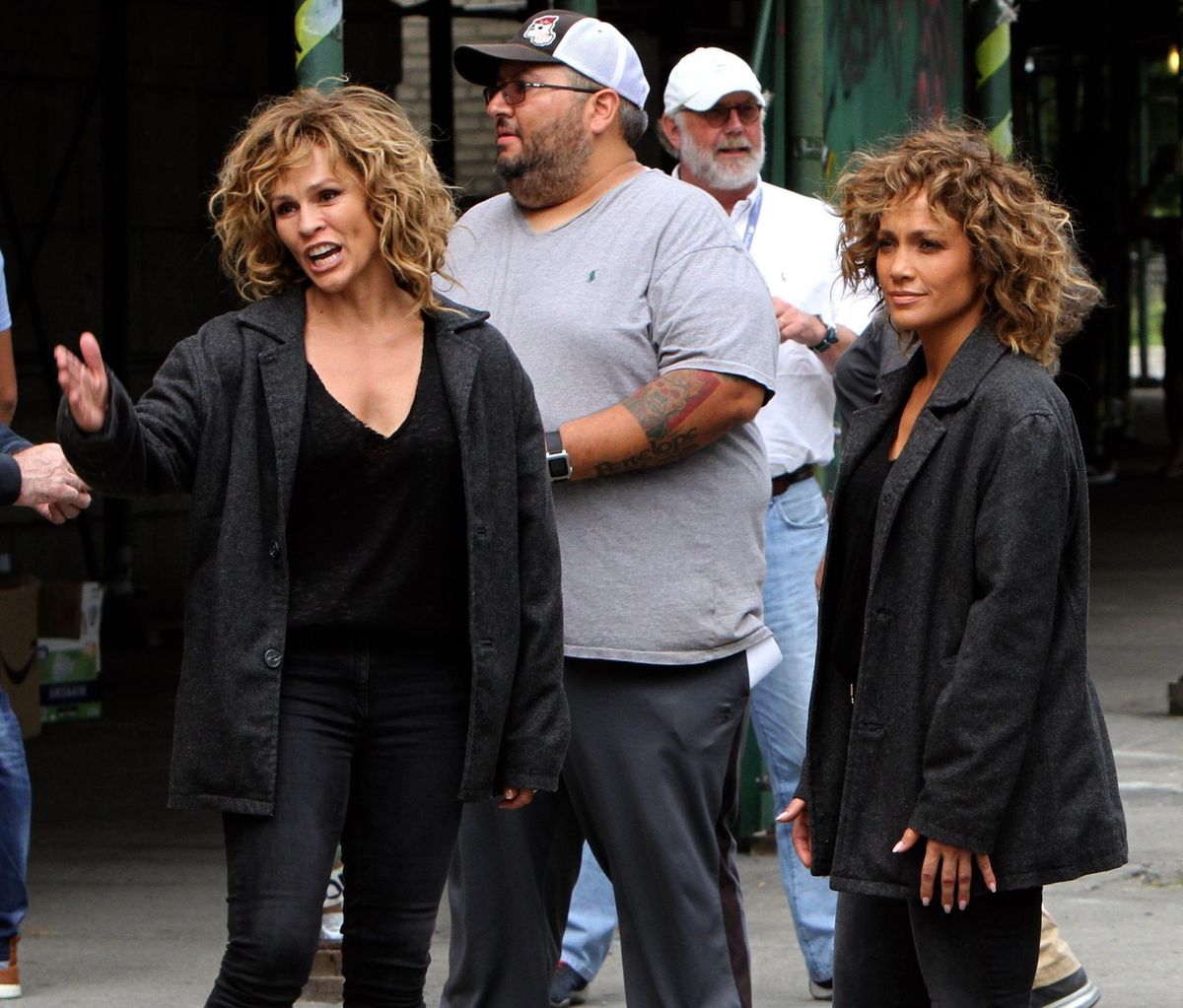 Jennifer Lopez films a chase scene with Hampton Fluker and Ray Liotta at the Shades of Blue set in the Bronx