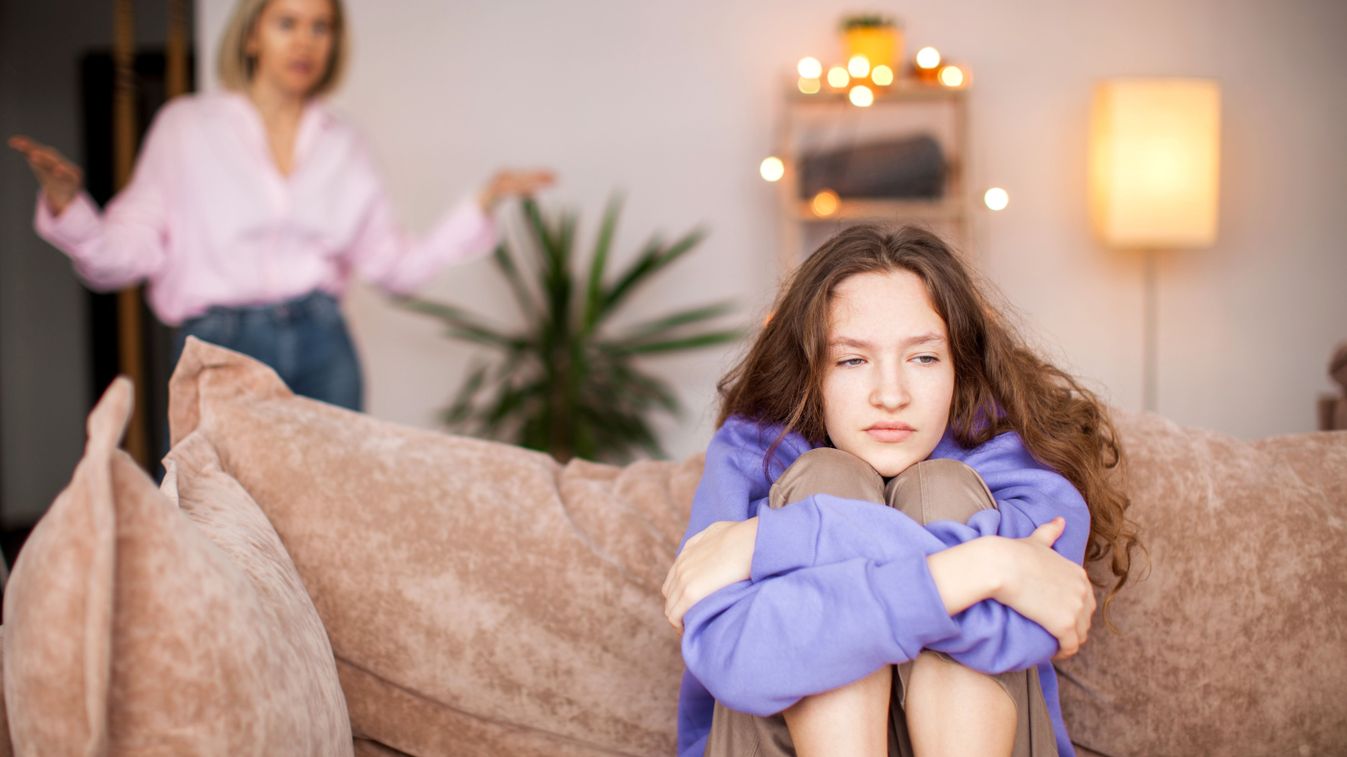 Conflict,Between,Mother,And,Child.,Woman,Screams,At,Teenage,Girl.