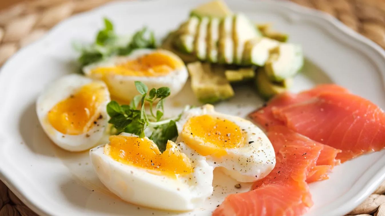 Delicious,Healthy,Breakfast.,Avocados,,Eggs,,Herbs,And,Lightly,Salted,Salmon.
