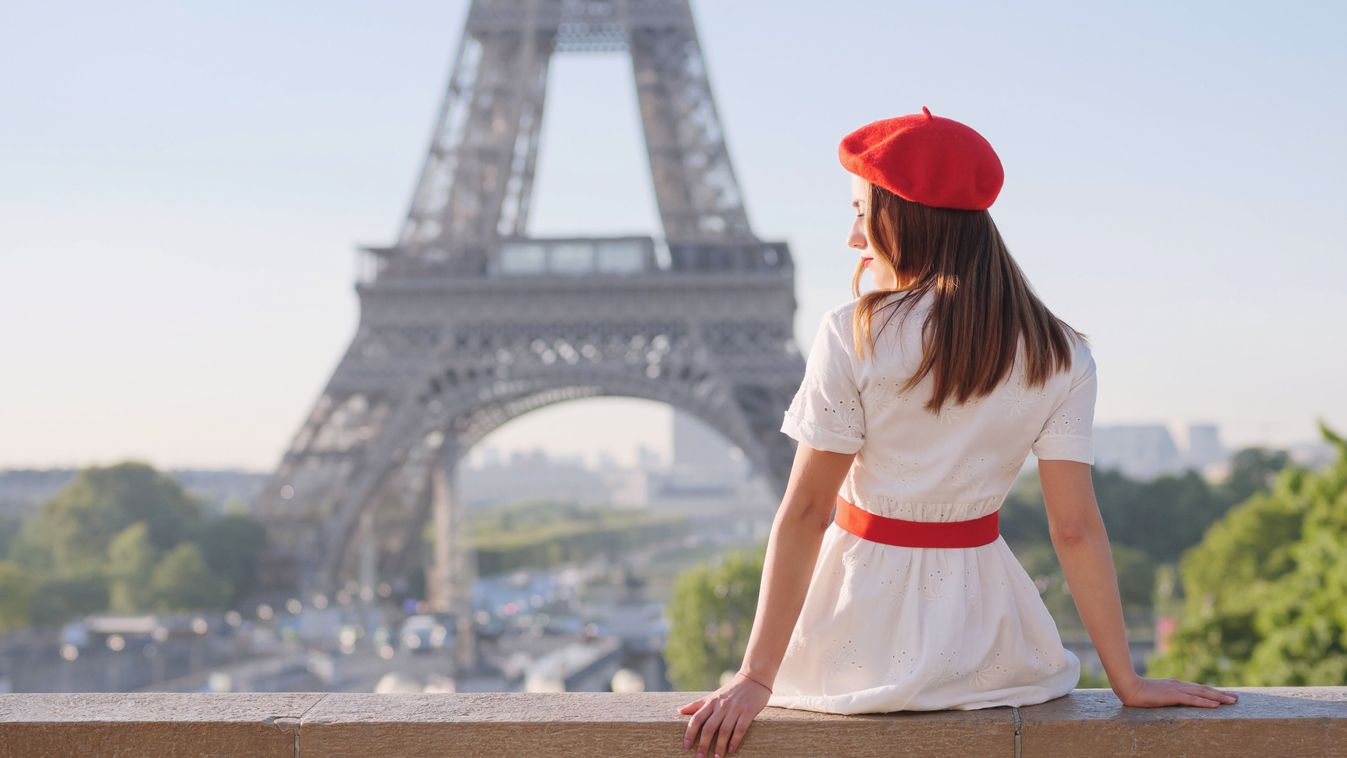 A,Beautiful,Girl,In,A,White,Dress,,A,Red,Beret