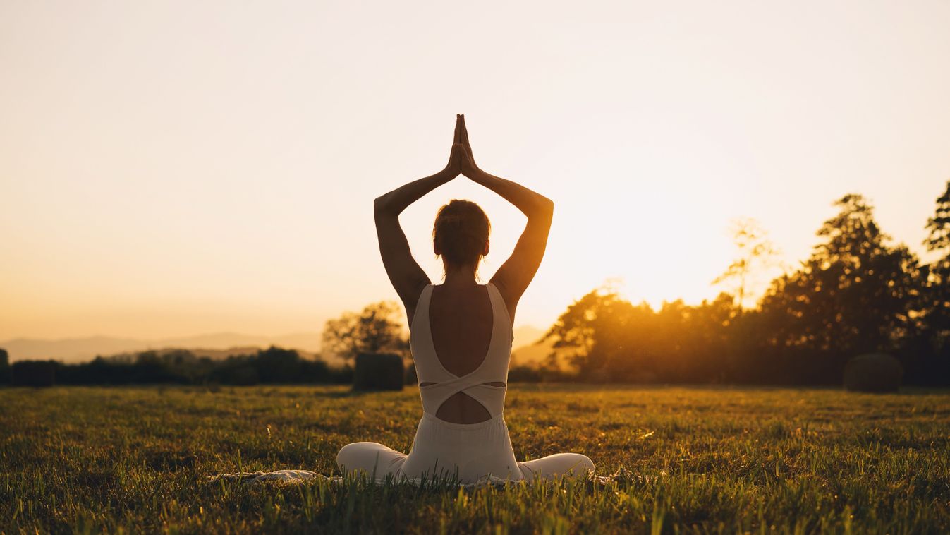 Young,Woman,Practicing,Yoga,On,Nature.,Girl,Meditating,Outdoors.,Female