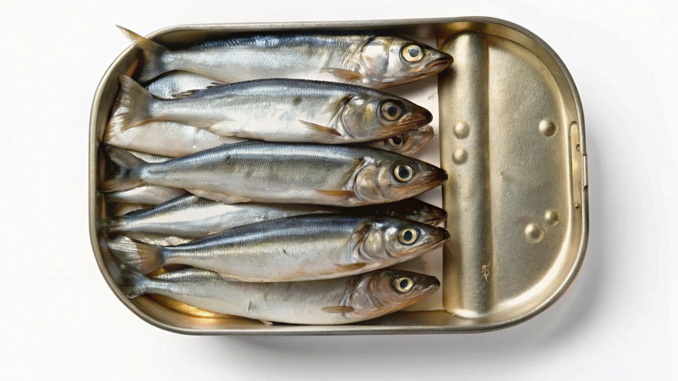 Sardines,In,Can,Isolated,On,White,Background,Top,View