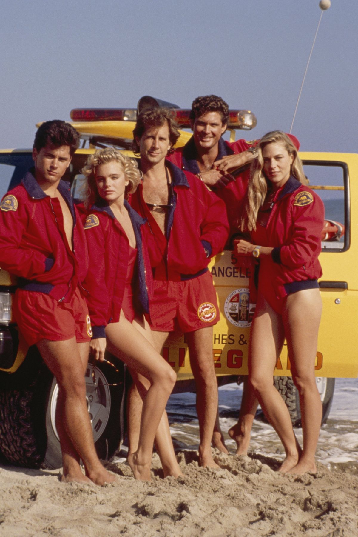 Baywatch, Billy Warlock as Eddie Kramer, Erika Eleniak as Shauni McClain, Parker Stevenson as Craig Pomeroy, David Hasselhoff as Lt. Mitch Buchannon, Shawn Weatherly as Jill Riley