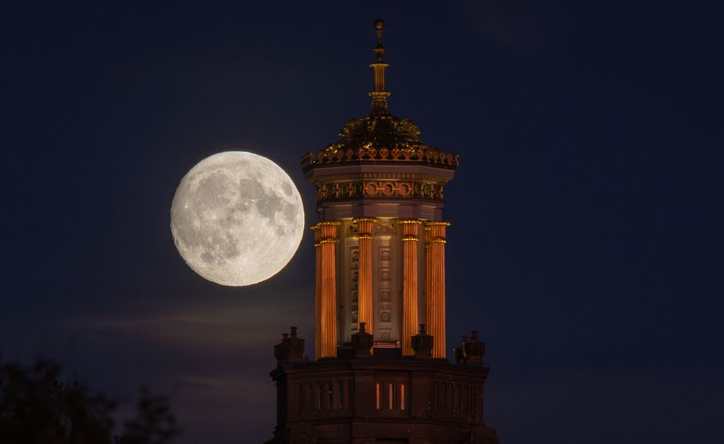 Harvest Supermoon Rises Over Beckford's Tower