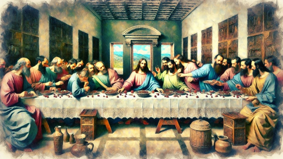 Watercolor,Artistic,Image,Of,Jesus,Last,Supper