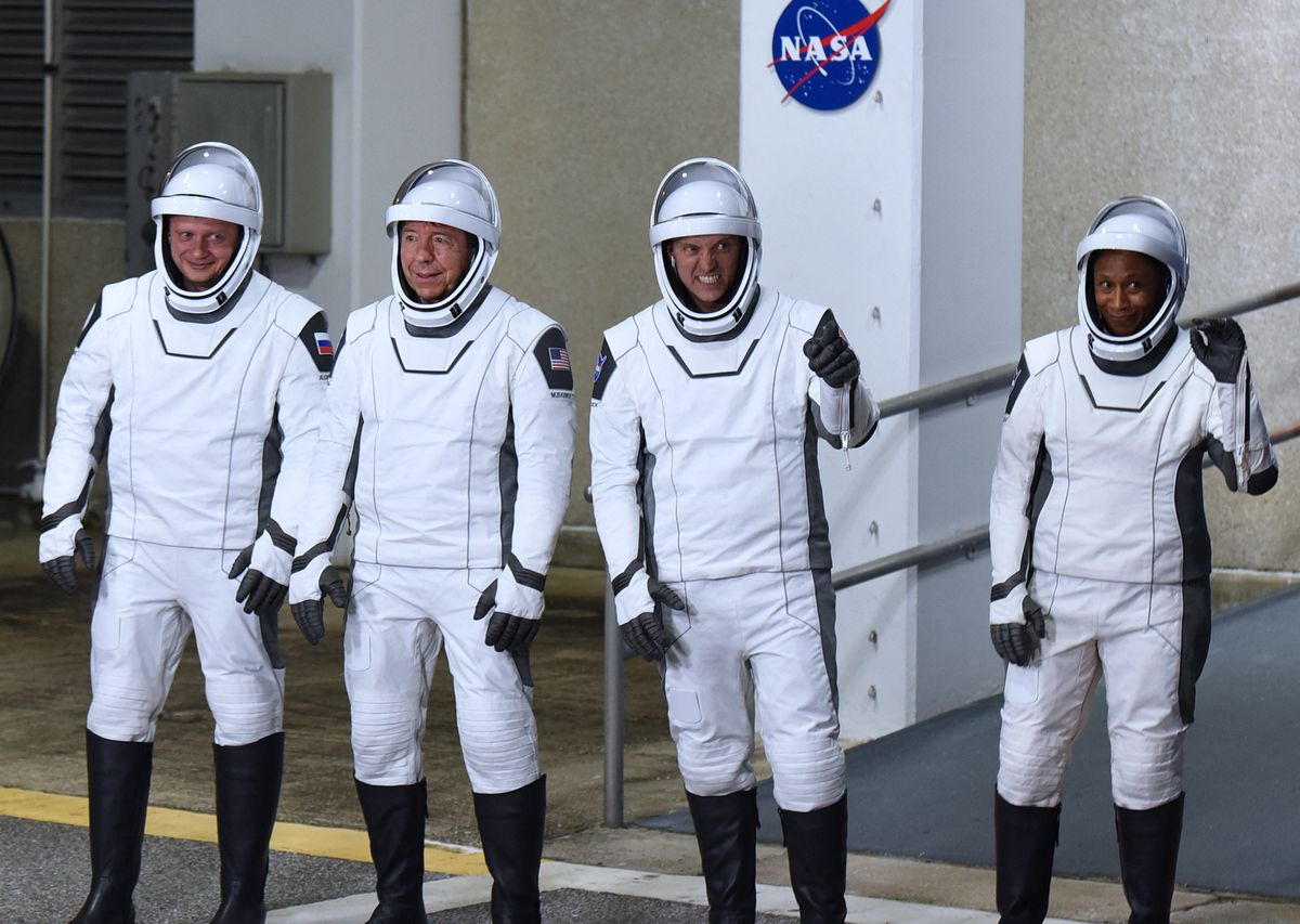 SpaceX launches Crew 8 mission from Cape Canaveral, Florida, Crew 8 astronauts Russian cosmonaut and mission specialist Alexander Grebenkin (L), and NASA astronauts pilot Michael Barratt (2nd L), commander Matthew Dominick (2nd R), and mission specialist Jeanette Epps (R)