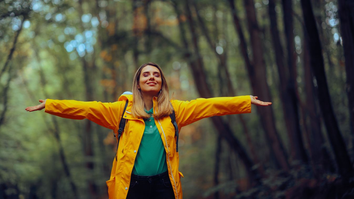 Happy,Woman,Enjoying,The,Forest,During,Spring,Season,Carefree,Tourist