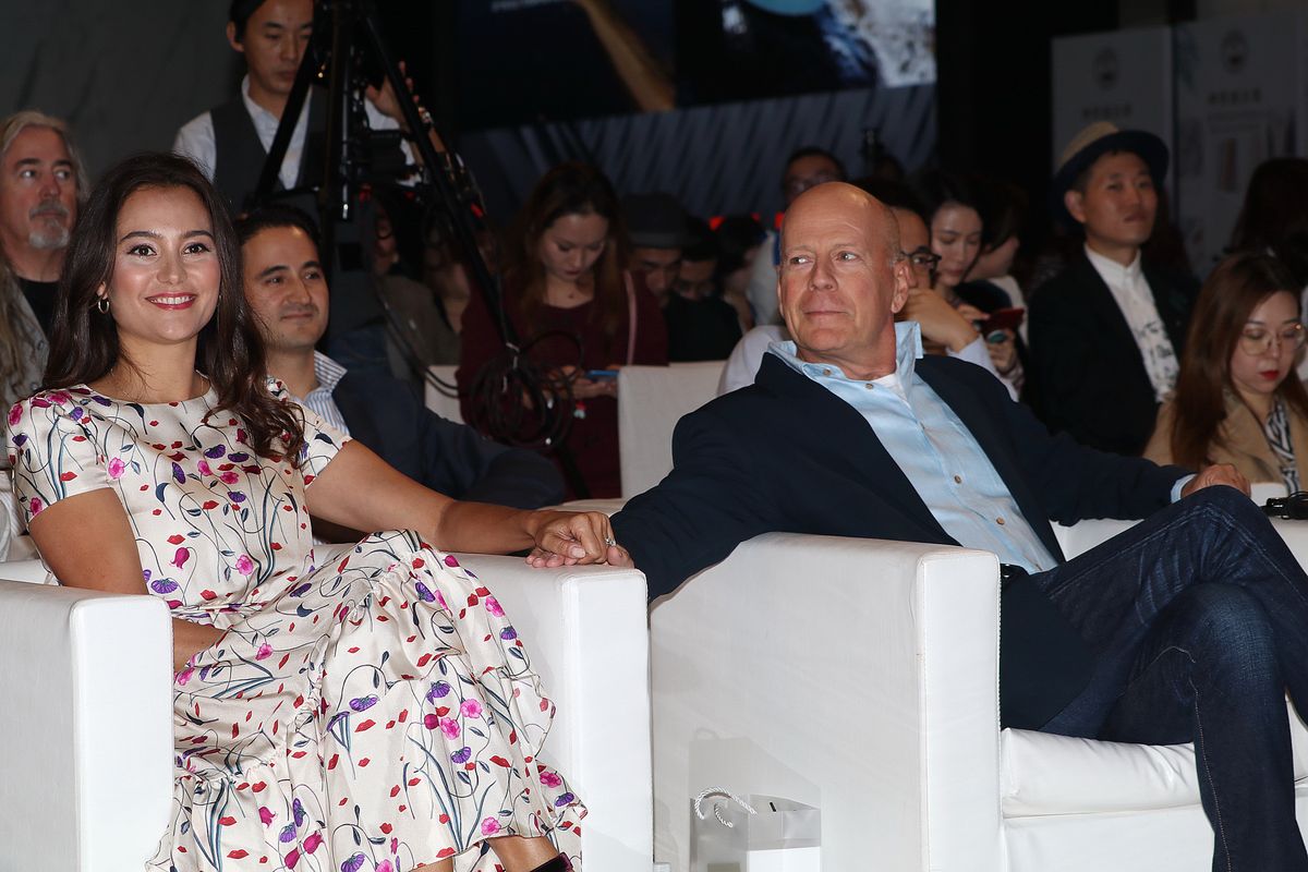 Bruce Willis And Wife Emma Heming Attend CocoBaba And Ushopal Activity In Shanghai