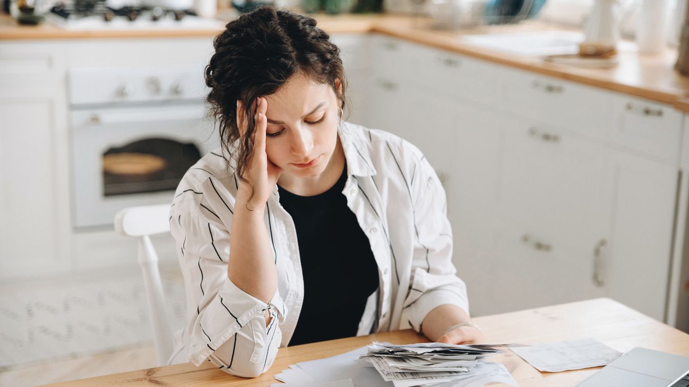 Stressed,Caucasian,Woman,Trying,To,Deal,With,Financial,Documents,,Having