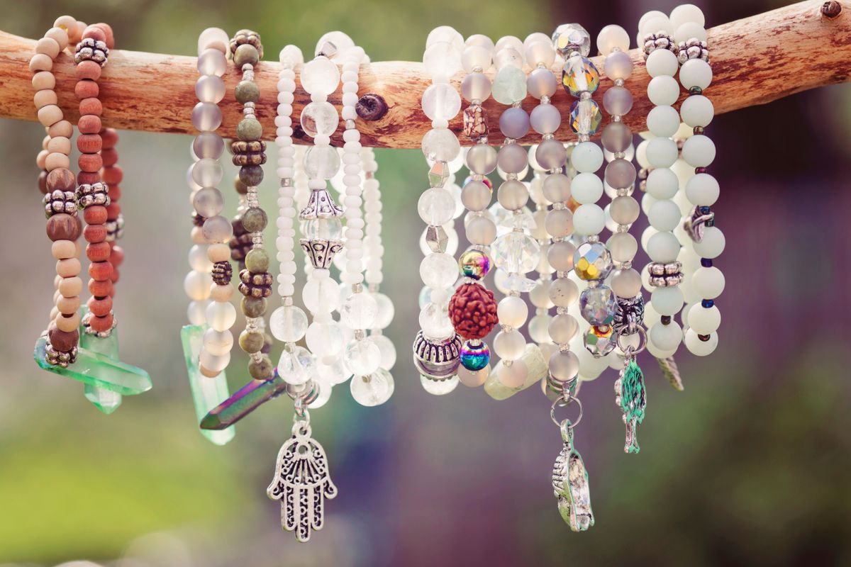 Natural,Bead,Bracelets,Hanging,On,Natural,Branch