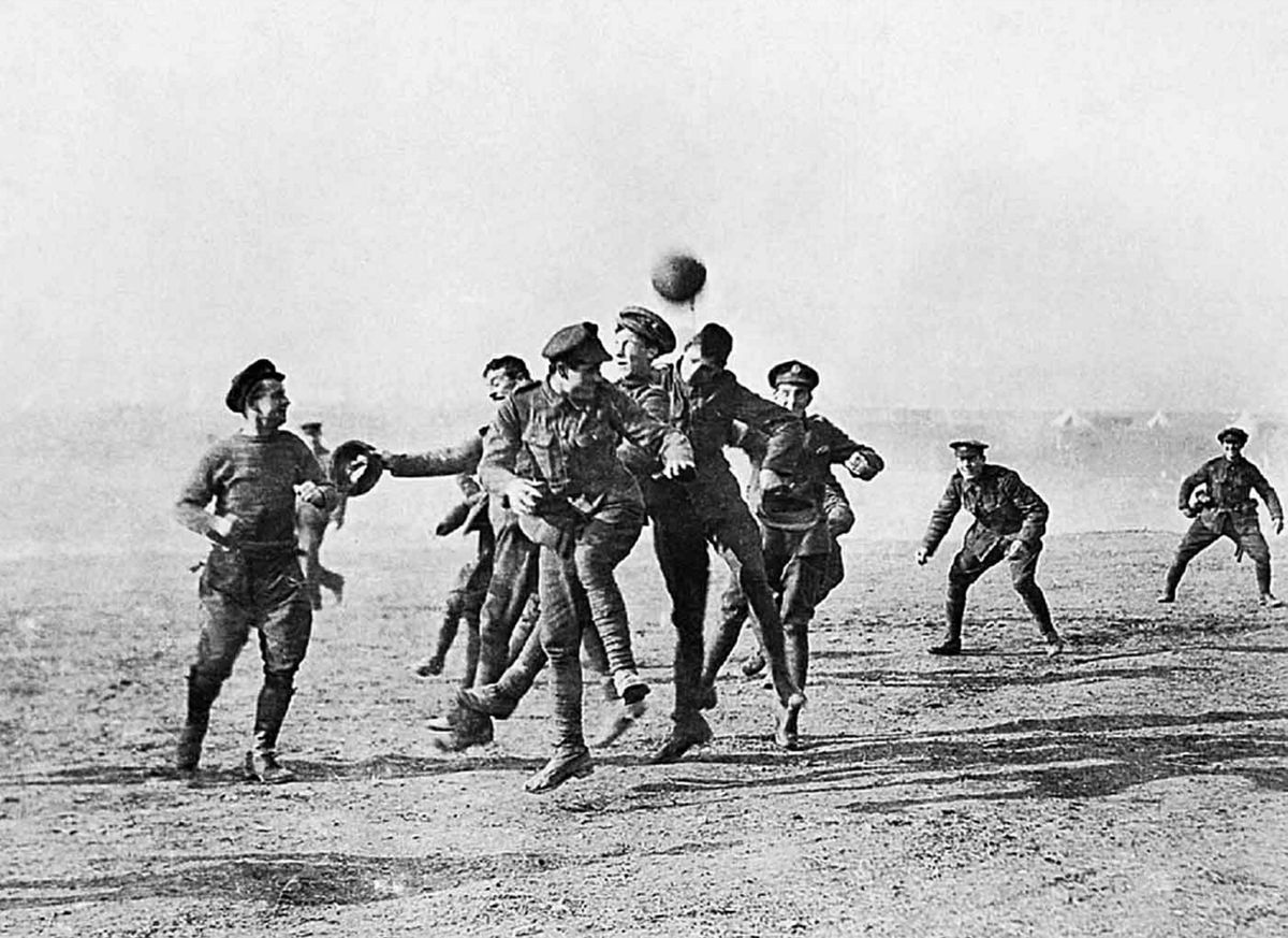 British Soldiers Playing Football At Christmas In Salonika