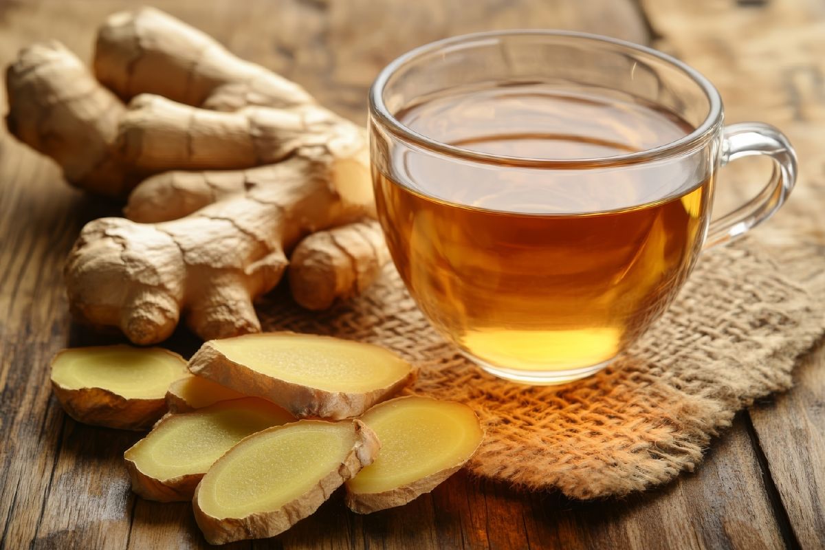 Ginger,Tea,With,Sliced,Ginger,On,Wooden,Table