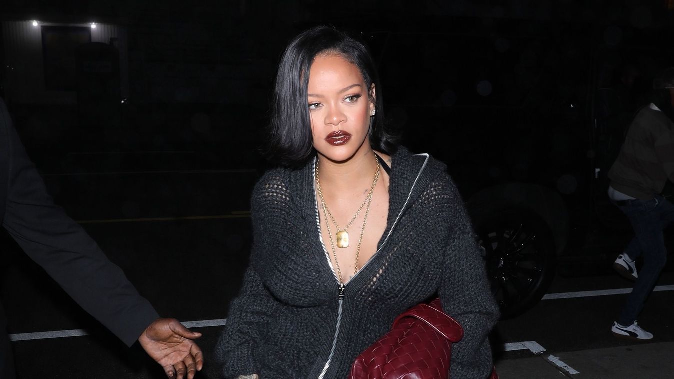 Rihanna shows off her thighs as she steps out for dinner with friends in Santa Monica, CA