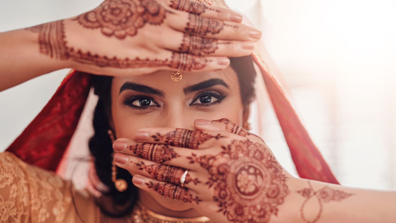 Bride,,Portrait,And,Indian,Woman,With,Henna,For,Marriage,Ceremony,