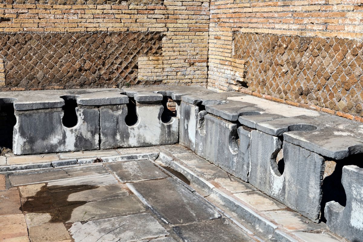 The,Well-preserved,Remains,Of,An,Ancient,Roman,Public,Bathroom,With