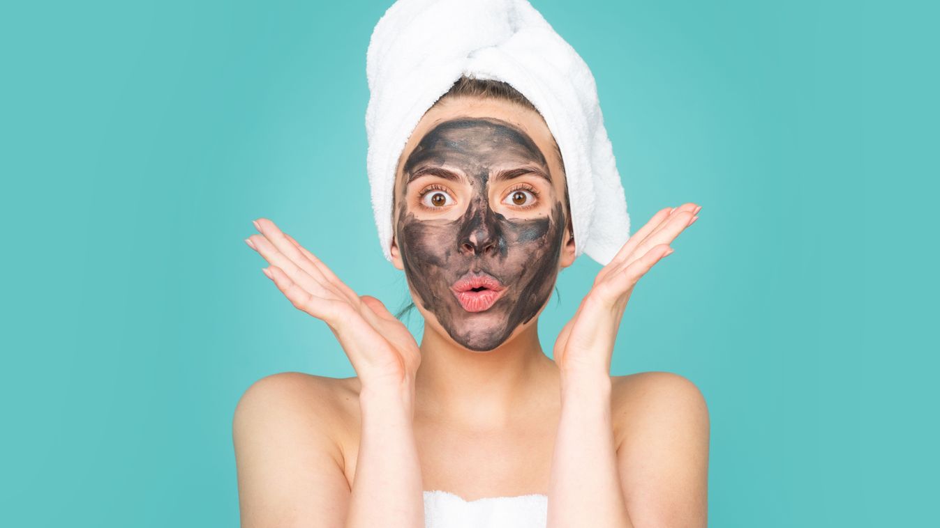 Facial,Black,Mud,Mask.,Beautiful,Woman,With,Charcoal,Facial,Mask