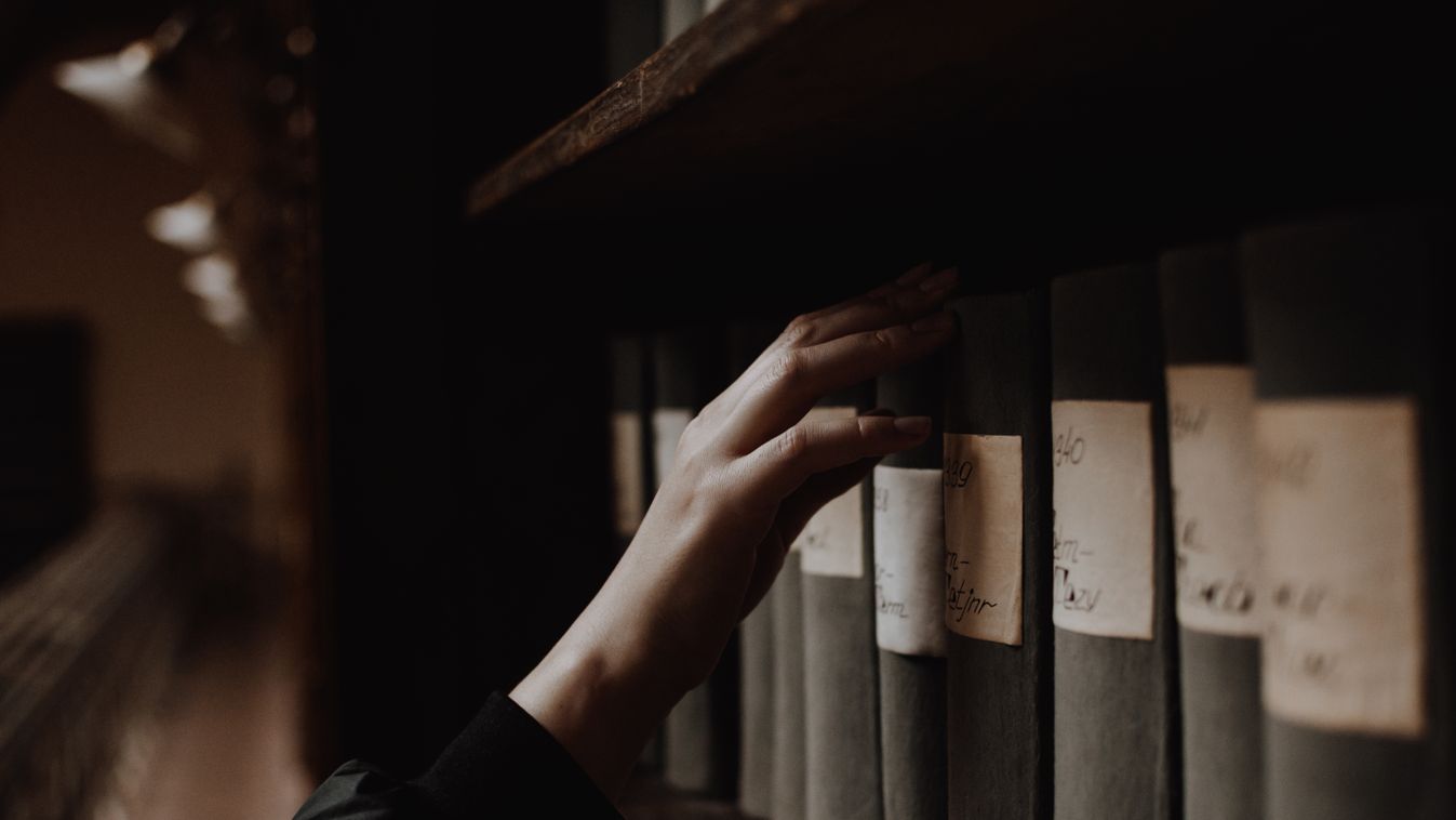 A,Girl,Picking,An,Antique,Book,On,A,Shelf,Of