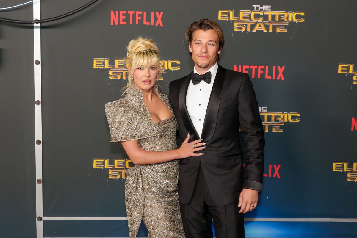 LOS ANGELES, CALIFORNIA - FEBRUARY 24: Millie Bobby Brown and Jake Bongiovi attend the world premiere of Netflix's "The Electric State" at The Egyptian Theatre Hollywood on February 24, 2025 in Los Angeles, California. (Photo by Kevin Winter/Getty Images)