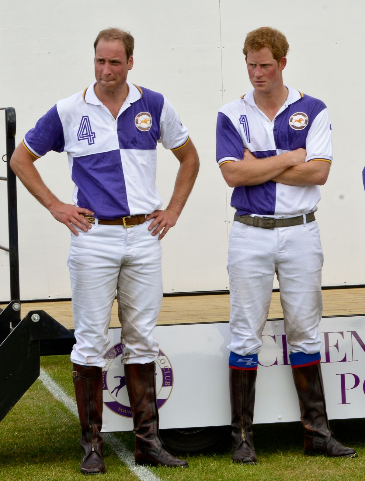 CIRENCESTER, UNITED KINGDOM - JULY 14: Prince Harry of Wales and Prince William, Duke of Cambridge take part in the Jerudong Trophy at Cirencester Park Polo Club on July 14, 2013 in Cirencester, England.

2 Princes were playing polo for the Cirencester Purples who lost the game from the Cirencester Black's.

PHOTOGRAPH BY Jules Annan / Barcroft Media

UK Office, London.
T +44 845 370 2233
W www.barcroftmedia.com

USA Office, New York City.
T +1 212 796 2458
W www.barcroftusa.com

Indian Office, Delhi.
T +91 11 4053 2429
W www.barcroftindia.com