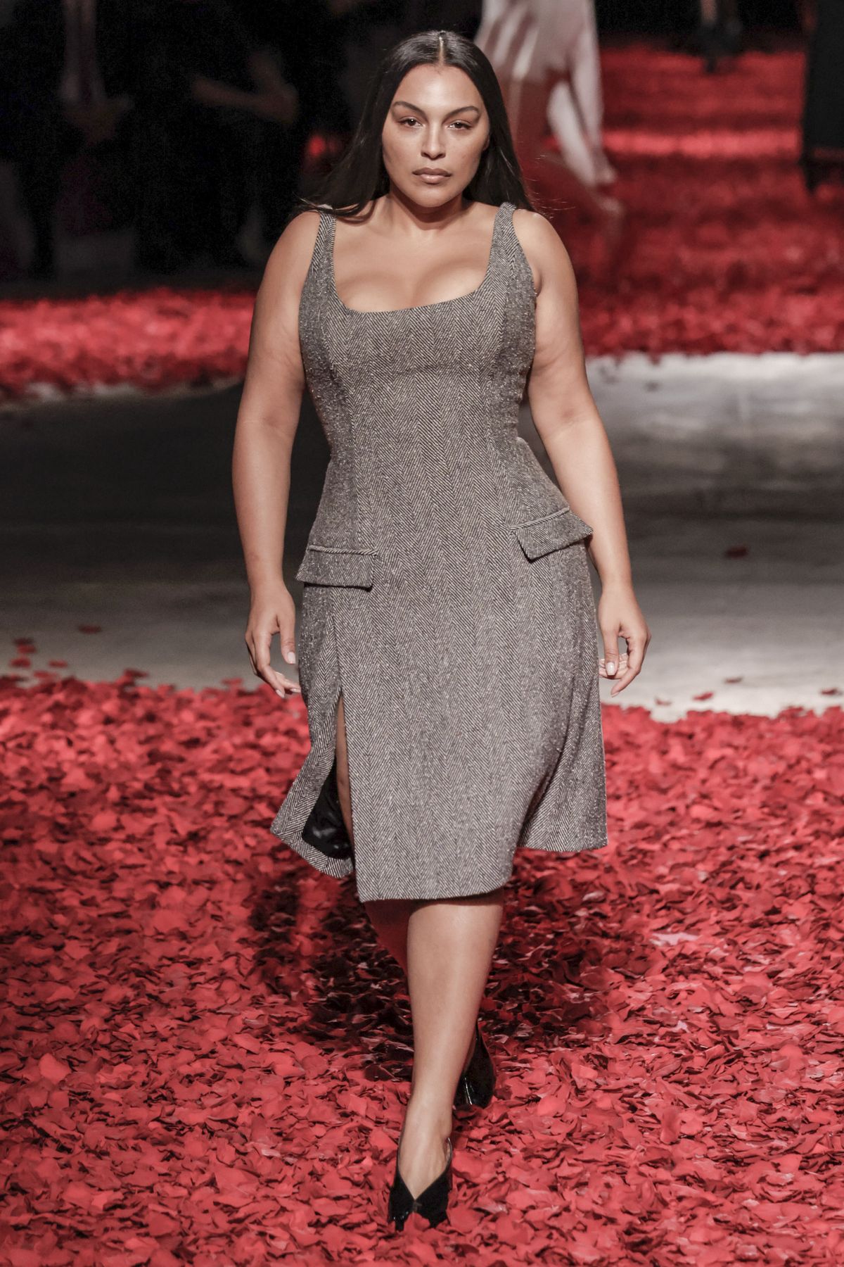 MILAN, ITALY - MARCH 01: Paloma Elsesser walks the runway during the Salvatore Ferragamo Ready to Wear Fall/Winter 2025-2026 fashion show as part of the Milan Fashion Week on March 1, 2025 in Milan, Italy. (Photo by Victor VIRGILE/Gamma-Rapho via Getty Images)