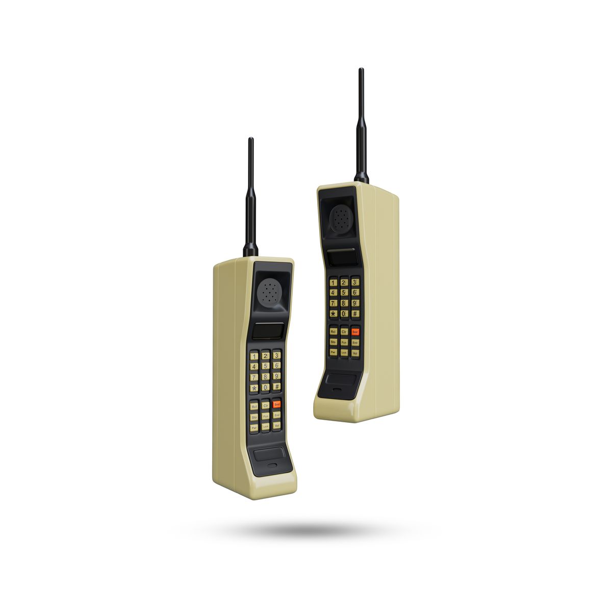 Motorola DynaTAC 8000X Old Mobile. World first mobile phone. Vintage classic mobile phone. 3D Rendered Illustration.