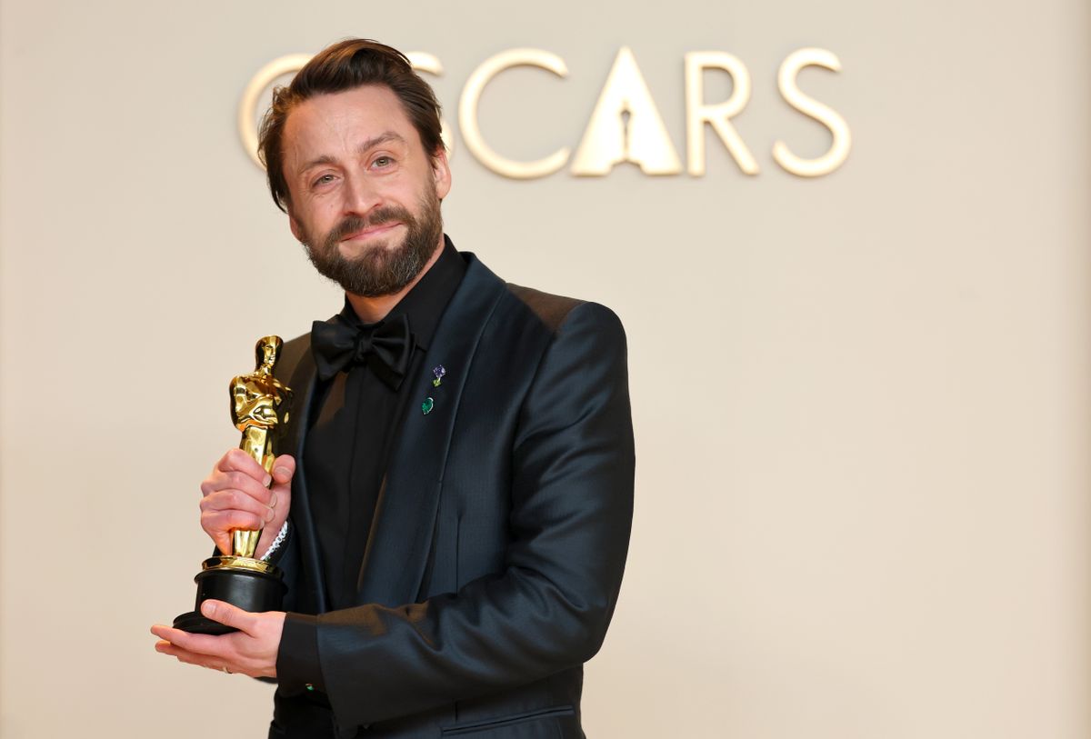 HOLLYWOOD, CALIFORNIA - MARCH 02: Kieran Culkin, winner of the Best Actor In A Supporting Role for “A Real Pain”, poses in the press room during the 97th Annual Oscars at Ovation Hollywood on March 02, 2025 in Hollywood, California. (Photo by Mike Coppola/Getty Images)